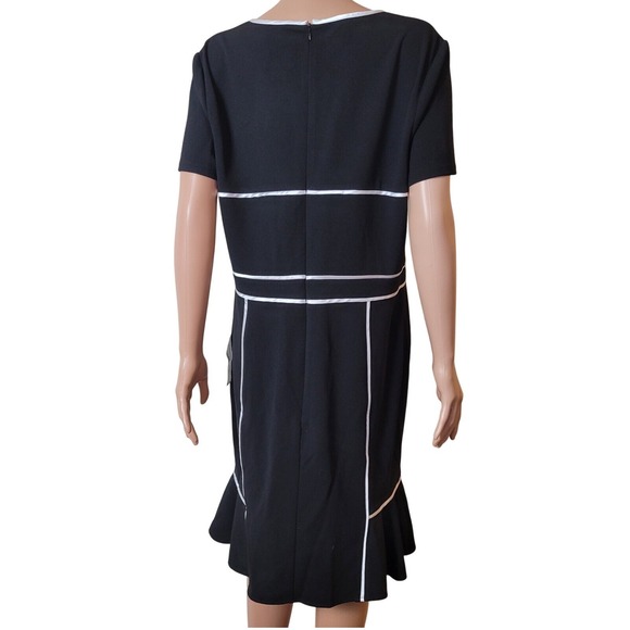 Focus Shani Ponte Dress Women's 16 Sheath black white Flutter Ruffle Short Mini. - Picture 14 of 16